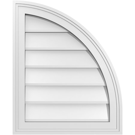 Ekena Millwork Quarter Round Top Right Surface Mount PVC Gable Vent w/ 2"W x 1-1/2"P Brickmould Frame, 18"W x 22"H GVPQR18X2202SN